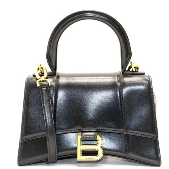 Balenciaga Hourglass XS Embossed Leather Handle Bag - Black - Picture 1 of 16